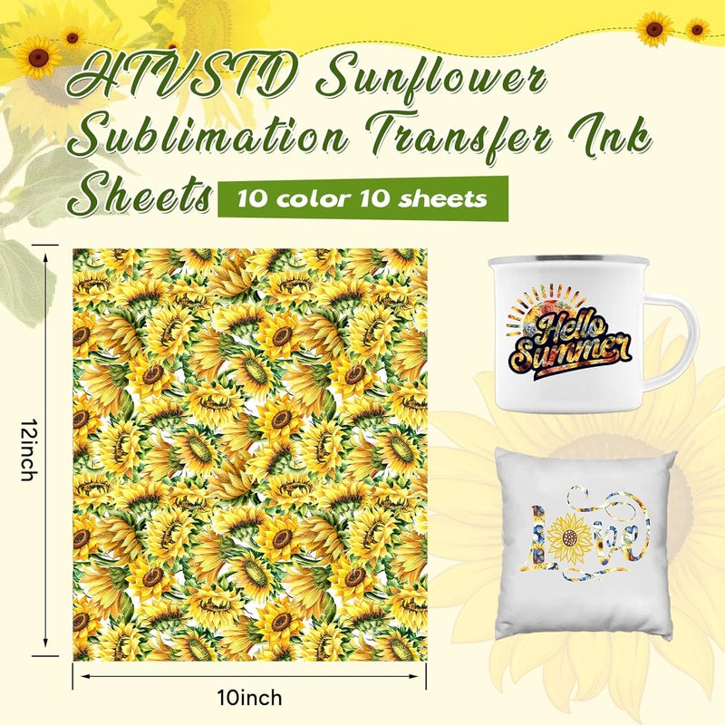 HTVSTD Sunflower Sublimation Transfer Ink Paper - 10 Sheets 12"x10" Yellow Sublimation Transfer Paper for Tumblers T-Shirts Mugs DIY Sublimation Transfer Sheets Compatible with Cricut/Silhouette - Image 3